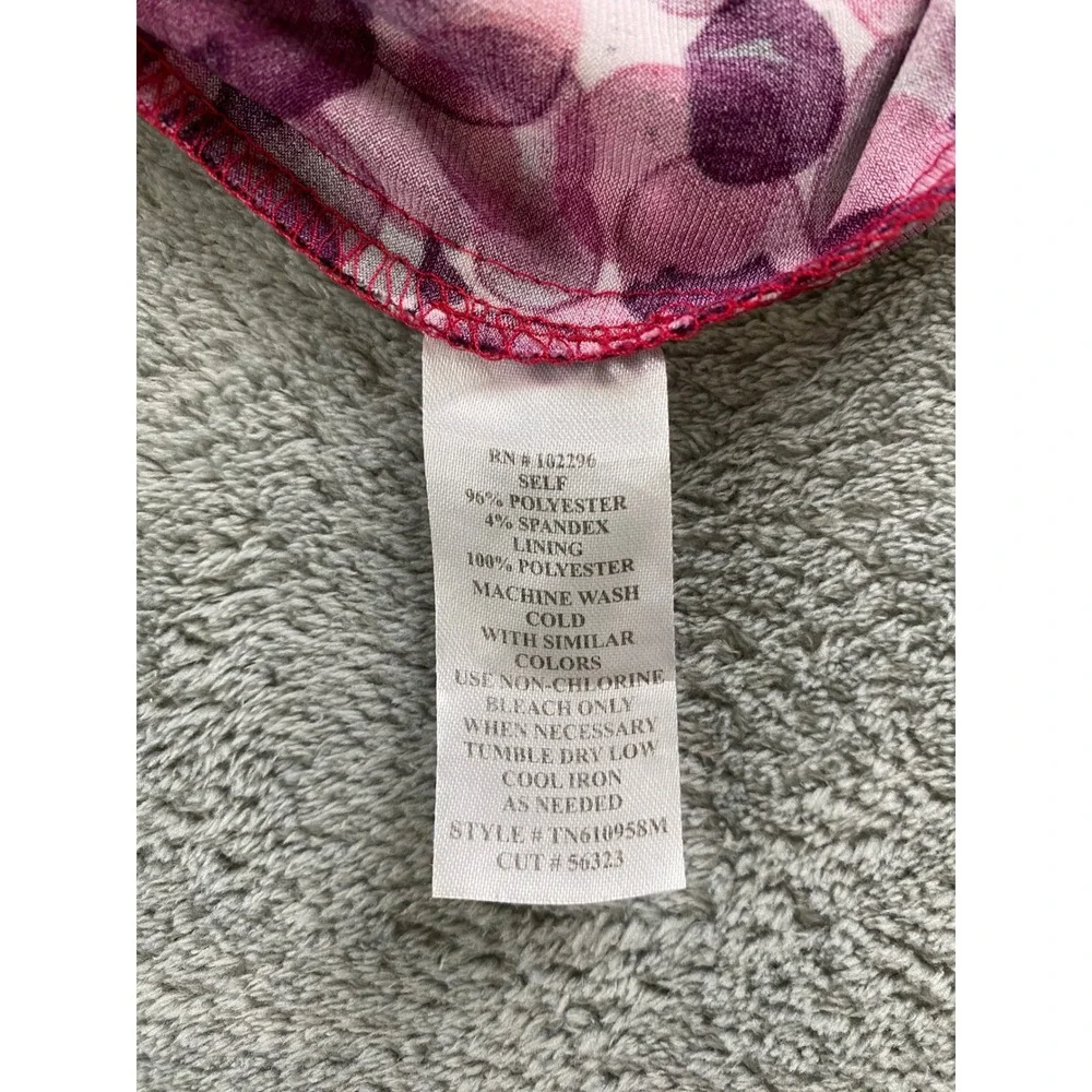 Connected Apparel Womens Pink Purple Abstract Dot Faux Wrap Ruched Dress Size 12